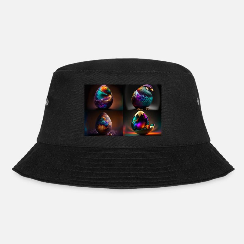 chickens egg colored - Bucket Hat - black