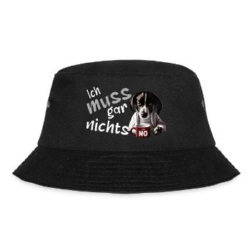 Grimmiger Terrier Hund mit schlechter laune - Bucket Hat - Schwarz - Vorne - Lela (165cm)