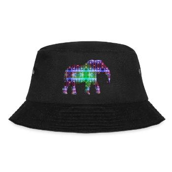 bunter Elefant - Bucket Hat - Schwarz - Vorne - Lela (165cm)
