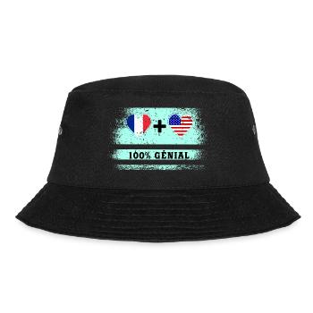 100% tolle Flagge Frankreichs und der USA - Bucket Hat - Schwarz - Vorne - Lela (165cm)