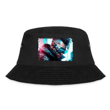 Cyber Soldat oder Punk in Neon Sci-Fi Manier - Bucket Hat - Schwarz - Vorne - Lela (165cm)