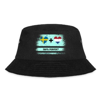Niederlande und Schweden 100% perfekt / Geschenk - Bucket Hat - Schwarz - Vorne - Lela (165cm)