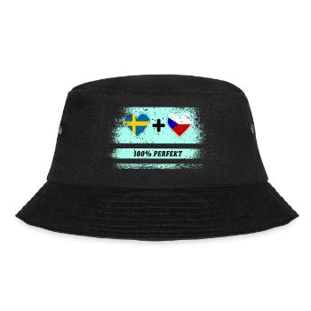 Tschechien und Schweden 100% perfekt / Geschenk - Bucket Hat - Schwarz - Vorne - Lela (165cm)