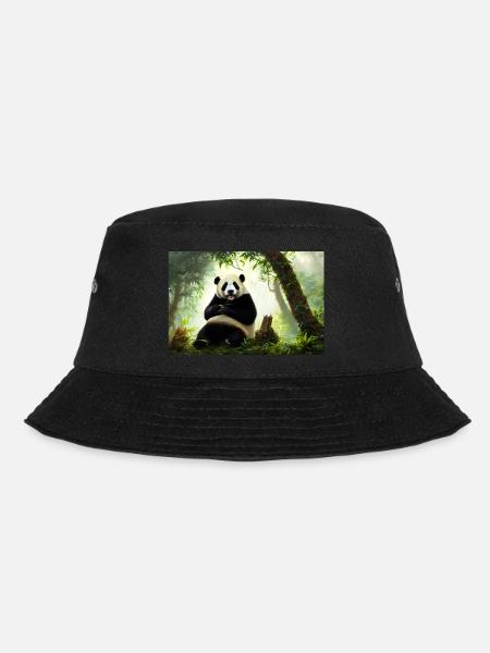 Panda im Wald - Bucket Hat - Schwarz