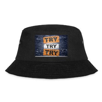 Versuchen Sie, versuchen Sie, Schriftzug zu sagen - Bucket Hat - Schwarz - Vorne - Lela (165cm)
