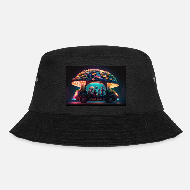 Mushroom car - Bucket Hat - black