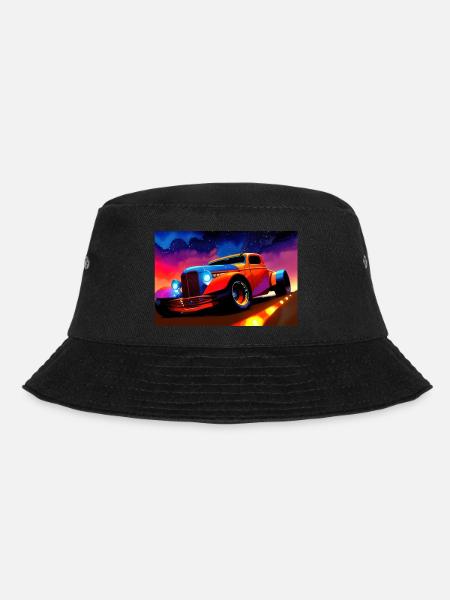 Hot Rod sports car at sunset - Bucket Hat - black
