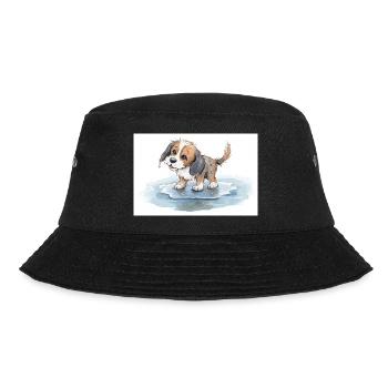 Happy dog playing in a rain puddle - Bucket Hat - black - Front - Lela (165cm)