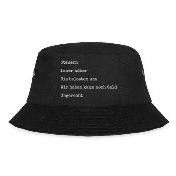 Steuern Politik Gedicht - Bucket Hat - Schwarz - Vorne - Lela (165cm)