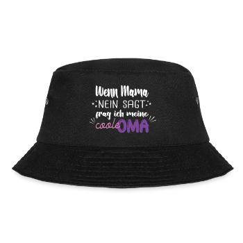 wenn mama nein sagt - Geschenkidee Spruch Enkel - Bucket Hat - Schwarz - Vorne - Lela (165cm)