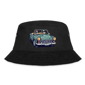 Denise und Roger im Cabrio - Bucket Hat - Schwarz - Vorne - Lela (165cm)