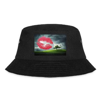 Kuss zum Valentinstag. - Bucket Hat - Schwarz - Vorne - Lela (165cm)