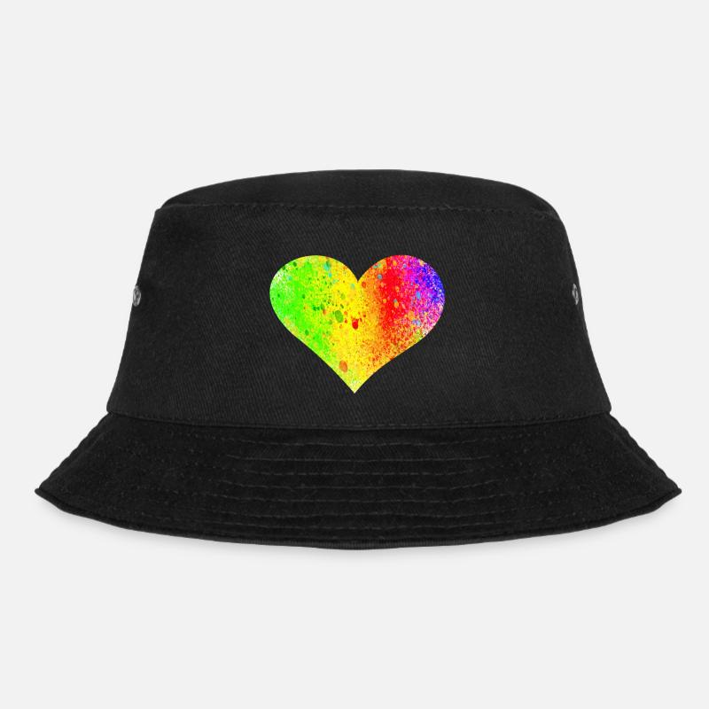 Rainbow Heart - Bucket Hat - black