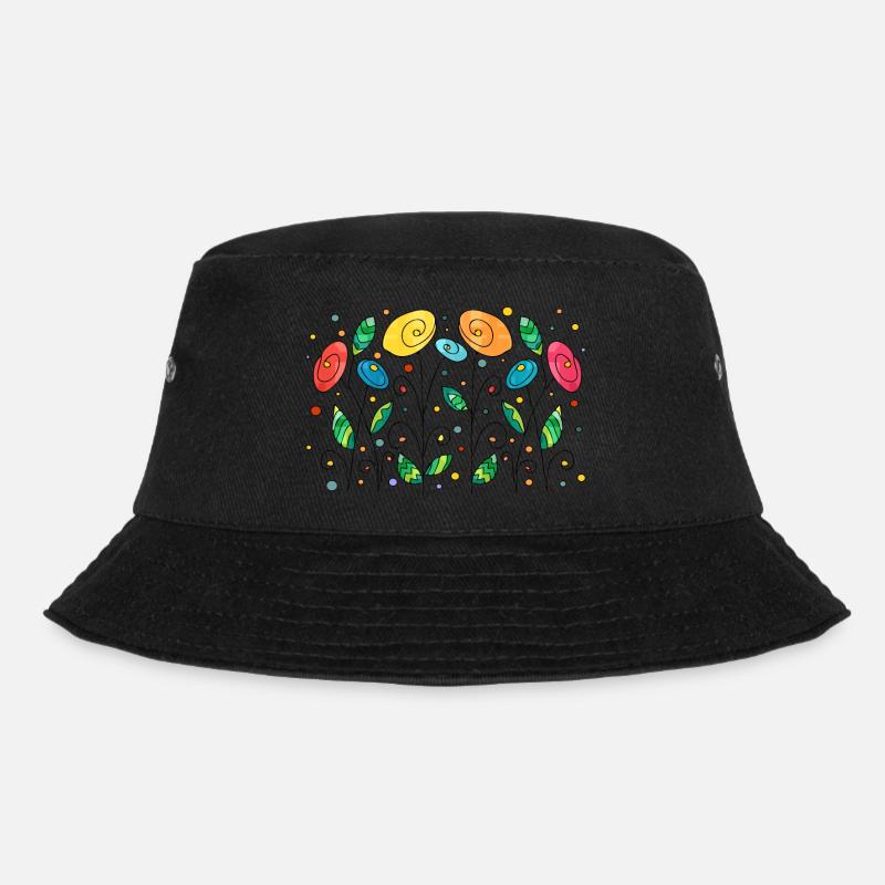 Blumen - Bucket Hat - Schwarz