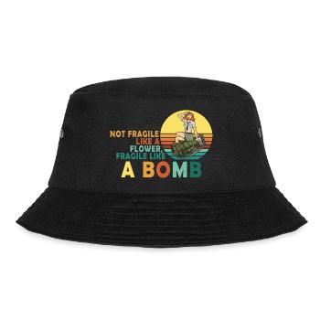 Nicht zerbrechlich wie eine Blume, sondern eine - Bucket Hat - Schwarz - Vorne - Lela (165cm)