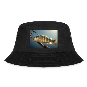 Großer Barsch Fisch am Haken - Bucket Hat - Schwarz - Vorne - Lela (165cm)