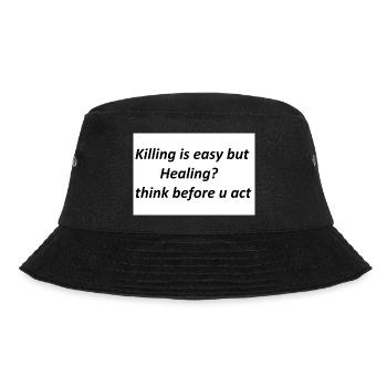 Denk nach, bevor du handelst Heilung statt Gewalt - Bucket Hat - Schwarz - Vorne - Lela (165cm)