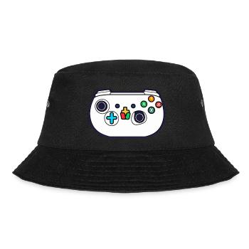 Weißer Videospiel-Controller - Bucket Hat - Schwarz - Vorne - Lela (165cm)