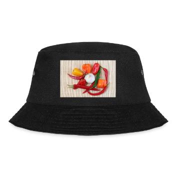 Colorful chili peppers and garlic - Bucket Hat - black - Front - Lela (165cm)