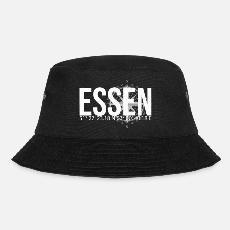 Koordinaten Essen - Bucket Hat - Schwarz