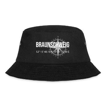 Koordinaten Braunschweig - Bucket Hat - Schwarz - Vorne - Lela (165cm)