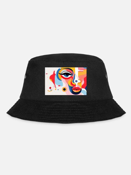 Abstract and surrealist portrait of the face. - Bucket Hat - black