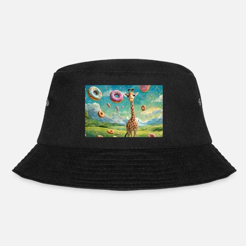 Giraffe im Schlaraffenland - Bucket Hat - Schwarz