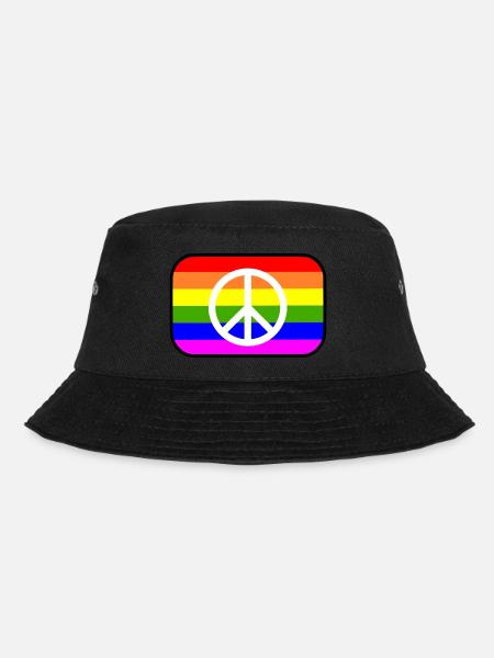 Signe de paix sur le drapeau arc-en-ciel LGBT - Bob - noir