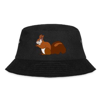 Eichhörnchen mit Nuss - Bucket Hat - Schwarz - Vorne - Lela (165cm)