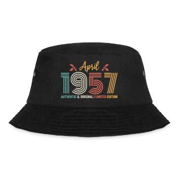 April 1957 Geburtstag April 1957 Retro - Bucket Hat - Schwarz - Vorne - Lela (165cm)