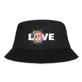 Peace Symbol Hippie Frieden Freiheit Liebe - Bucket Hat - Schwarz - Vorne - Lela (165cm)