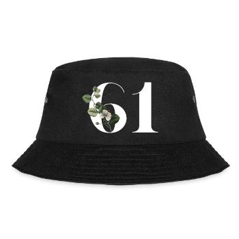 Number 61 Floral Green - 61st Birthday Floral - Bucket Hat - black - Front - Lela (165cm)