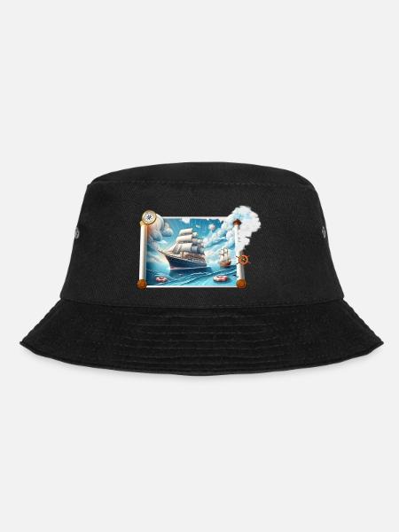 Nautische Segelreise - Bucket Hat - Schwarz