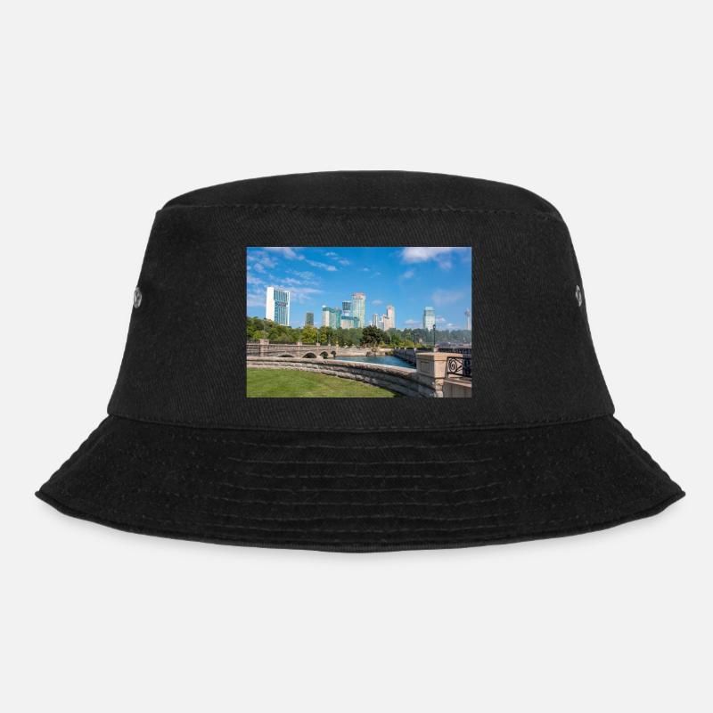 Die Skyline von Niagara City und das Panorama der Niagarafälle - Bucket Hat - Schwarz