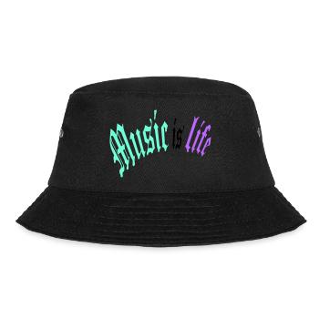 Music is Life Musik ist Leben Liebe Spruch Zitat - Bucket Hat - Schwarz - Vorne - Lela (165cm)