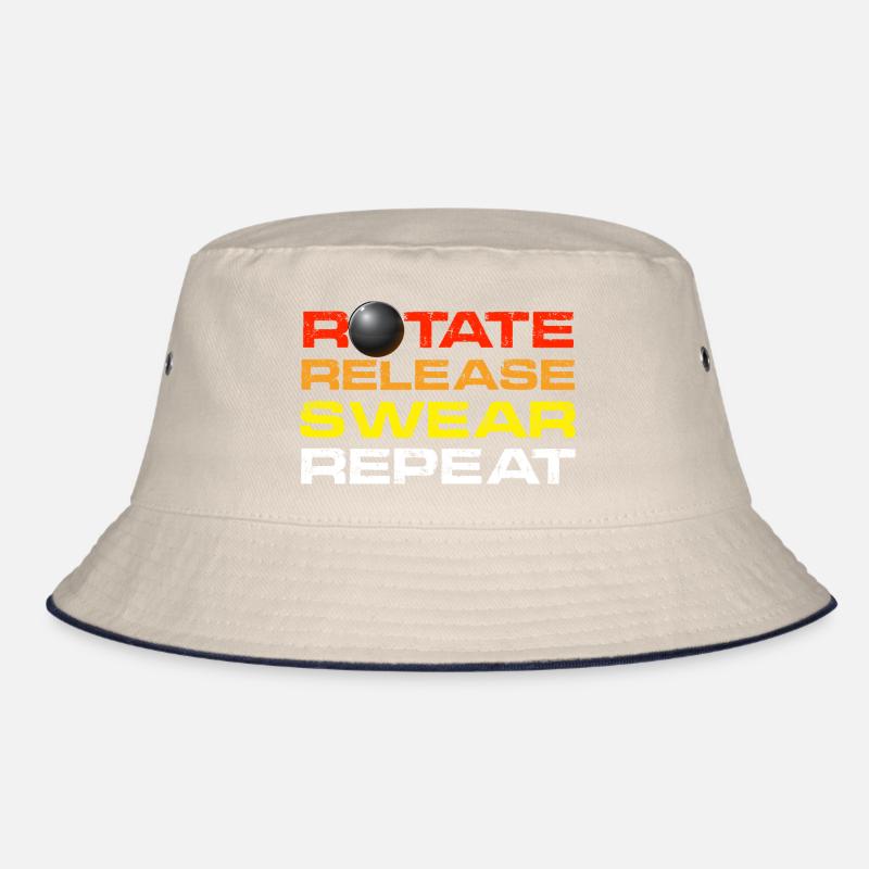 rotate release swear repeat Design for a shot put Bucket Hat