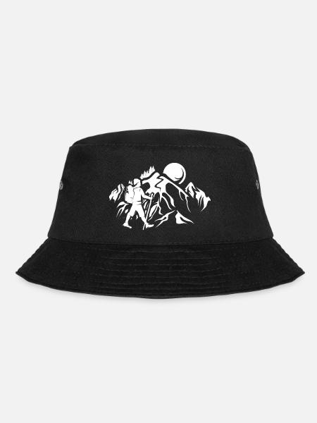 Berge wandern Natur Trekking Berg Symbol Logo - Bucket Hat - Schwarz