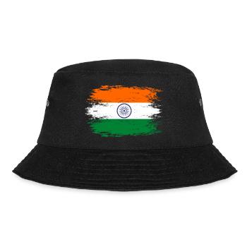 Indien Flagge used look - Bucket Hat - Schwarz - Vorne - Lela (165cm)