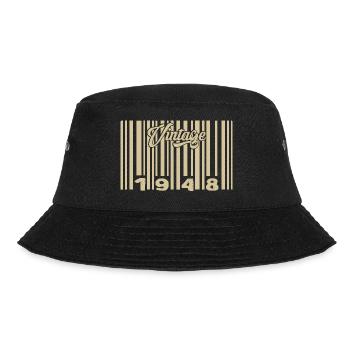 Jahrgang 1948 Barcode 1948: Jahr 2025. - Bucket Hat - Schwarz - Vorne - Lela (165cm)