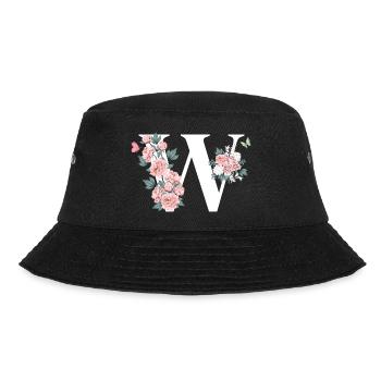 Letter w Pink Flowers - Bucket Hat - black - Front - Lela (165cm)