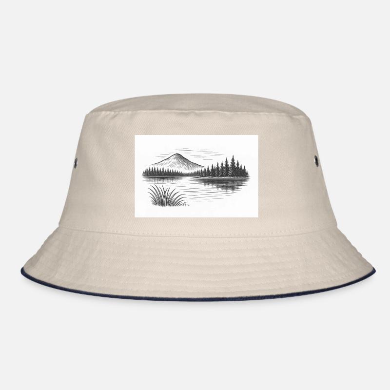 Bergpanorama hinter See Bucket Hat