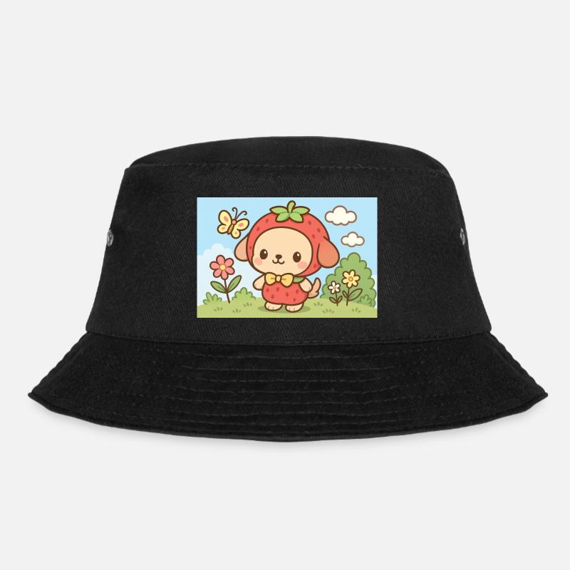 Erdbeer-Hunde-Charakter-Design - Bucket Hat - Schwarz