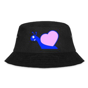 Snail Heart Snail Shell Cute Love Romantic - Bucket Hat - black - Front - Lela (165cm)