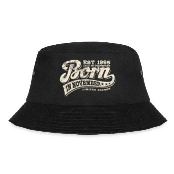 Born in November 1995 - Geburtstag - Geschenk - Bucket Hat - Schwarz - Vorne - Lela (165cm)