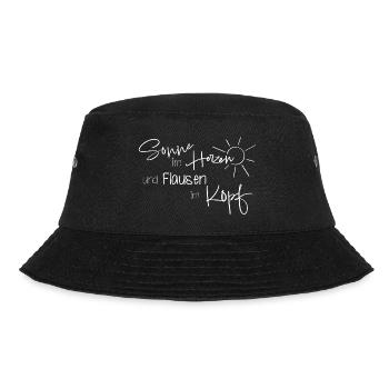 Sun in the heart & fluff in the head – typography - Bucket Hat - black - Front - Lela (165cm)