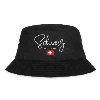 Hergestellt in der Schweiz, Schweizer Stolz - Bucket Hat - Schwarz - Vorne - Lela (165cm)
