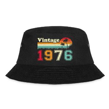 1976 Vintage Retro Geburtstagsgeschenk - Bucket Hat - Schwarz - Vorne - Lela (165cm)