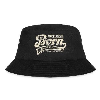 Born in December 1975 - Geburtstag - Geschenk - Bucket Hat - Schwarz - Vorne - Lela (165cm)