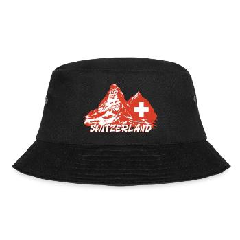 Switzerland-Wintersport-Ski-Berge - Bucket Hat - Schwarz - Vorne - Lela (165cm)