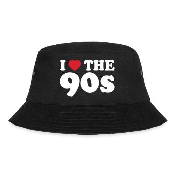 Ich liebe die 90er. - Bucket Hat - Schwarz - Vorne - Lela (165cm)